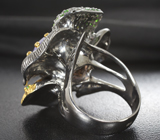 Серебряное кольцо с лавандовым аметистом 14,5 карата и цаворитами Серебро 925