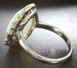 Серебряное кольцо с кристаллическим эфиопским опалом 8,6 карата и сапфирами Серебро 925