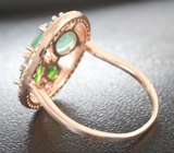 Замечательное серебряное кольцо с изумрудами и диопсидами Серебро 925