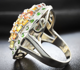 Шикарное серебряное кольцо с сапфирами и диопсидами Серебро 925