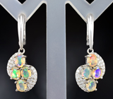 Чудесный серебряный комплект с огранеными эфиопскими опалами Серебро 925