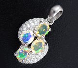 Чудесный серебряный комплект с огранеными эфиопскими опалами Серебро 925