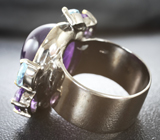 Серебряное кольцо с кабошоном аметиста 16+ карат и топазами Серебро 925