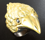 Серебряное кольцо «Ворон» с синими сапфирами Серебро 925