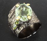 Серебряное кольцо с зеленым аметистом и перидотами Серебро 925