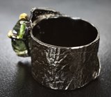 Серебряное кольцо с зеленым аметистом и перидотами Серебро 925