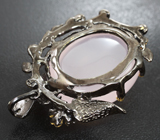 Серебряный кулон с розовым кварцем и перидотами Серебро 925