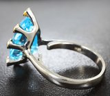 Серебряное кольцо с голубым топазом 9,4 карата и синими сапфирами Серебро 925