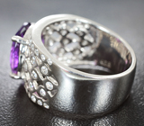 Широкое серебряное кольцо с аметистом Серебро 925