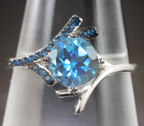 Прелестное серебряное кольцо с насыщенно-синим топазом Серебро 925