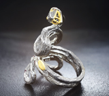 Серебряное кольцо «Змейка» с розовыми турмалинами, танзанитами и сапфирами Серебро 925