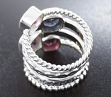 Кольцо с разноцветными шпинелями 7,6 карата Серебро 925