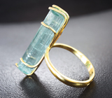 Золотое кольцо с кристаллом забайкальского аквамарина 11,66 карата Золото