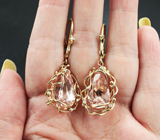 Золотые серьги с роскошными розовыми морганитами топовых характеристик 11,78 карата и бриллиантами Золото