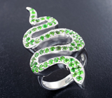 Серебряное кольцо «Змейка» с диопсидами Серебро 925