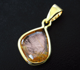 Кулон с орегонским солнечным камнем авторской огранки 4,92 карата Золото