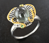 Серебряное кольцо с турмалином 3,73 карата и цаворитами Серебро 925