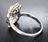 Серебряное кольцо с турмалинами 2,95 карата и сапфирами Серебро 925