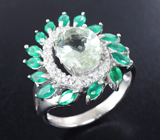 Эффектное серебряное кольцо с зеленым аметистом и хризопразом Серебро 925