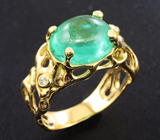 Золотое кольцо с ярким уральским изумрудом 4,1 карата и бриллиантами Золото