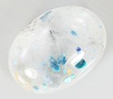 Кольцо с «медузным» кварцем с гилалитом 7,62 карта, изумрудами, голубыми и бесцветными сапфирами