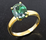 Кольцо c голубовато-зеленым «неоновым» сапфиром 2,97 карата Золото