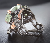 Серебряное кольцо с зеленым аметистом 18+ карат и перидотами Серебро 925
