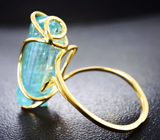 Золотое кольцо с ярким кристаллом забайкальского аквамарина 10,44 карата Золото