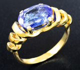 Золотое кольцо с крупным ярким танзанитом 3,26 карата Золото