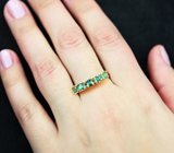 Золотое кольцо с чистейшими голубыми турмалинами 0,77 карата Золото