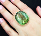 Золотое кольцо с зеленым турмалином 47,9 карата и бриллиантами Золото