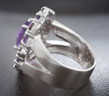 Замечательное серебряное кольцо с аметистами и родолитами Серебро 925