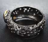 Серебряное кольцо с кристаллическим черным опалом и цитрином Серебро 925