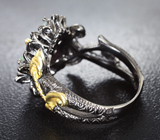 Серебряное кольцо с родолитом и ограненными эфиопскими опалами