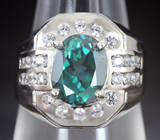 Стильный серебряный перстень с зеленым топазом Серебро 925