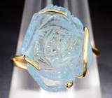 Золотое кольцо с резным аквамарином 11,62 карата Золото