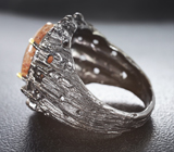 Серебряное кольцо с рутиловым кварцем и гранатами Серебро 925
