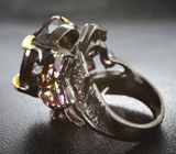 Серебряное кольцо с цитрином 35+ карат и родолитами Серебро 925