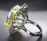 Серебряное кольцо с зеленым аметистом 30+ карата и турмалинами Серебро 925