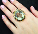 Серебряное кольцо с зеленым аметистом 30+ карата и турмалинами Серебро 925