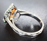 Серебряное кольцо с гессонитом 4,64 карата и цаворитами