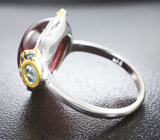 Серебряное кольцо с рубеллитом турмалином 14,83 карата, аквамарином и синими сапфирами