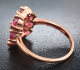 Чудесное серебряное кольцо с розовыми турмалинами Серебро 925