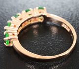 Изящное серебряное кольцо с цаворитами и черными шпинелями Серебро 925