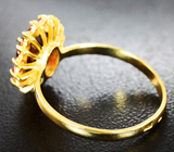 Золотое кольцо с уникальным насыщенным орегонским солнечным камнем 1,65 карата и оранжевыми сапфирами Золото