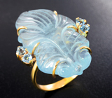 Золотое кольцо с резным аквамарином 25,7 карата Золото