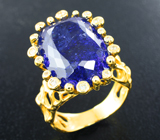 Золотое кольцо с уникальным танзанитом цвета кашмирского сапфира 16,08 карата и бриллиантами Золото