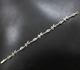 Оригинальный серебряный браслет «Ящерки» с абалоном и марказитами Серебро 925