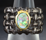 Серебряное кольцо с кристаллическим черным опалом Серебро 925