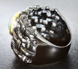 Серебряное кольцо с кристаллическим черным опалом